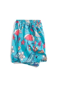 Pantaloni scurti de baie tip sort, barbati, model summer hot, imprimeu accesorii plaja, uscare rapida, albastru - Img 3