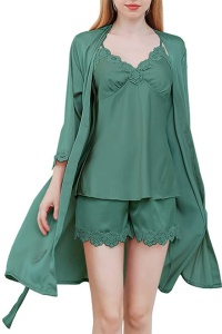 Pijama dama, set 4 piese, model confortabil, elegant si senzual, tematica feeling confident, verde - Img 2