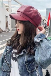 Sapca dama, cozoroc curbat, model indraznet, tematica fancy street style, marime universala, rosie - Img 2