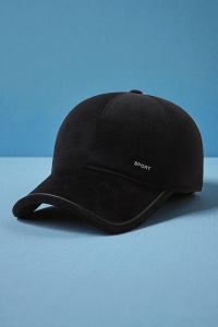 Sapca de barbati, cozoroc curbat, acoperitori pentru urechi, model confortabil, tematica refined look, marime universala, negru - Img 2