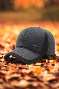 Sapca de barbati, cozoroc curbat, acoperitori pentru urechi, reglabila la spate, model calduros, tematica men style, marime universala, gri - Img 2