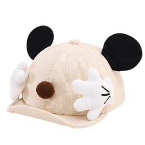 Sapca pentru copii, accesorizata cu elemente haioase, cozoroc curbat, model vesel, tematica little mouse, 3 luni – 3 ani, bej
