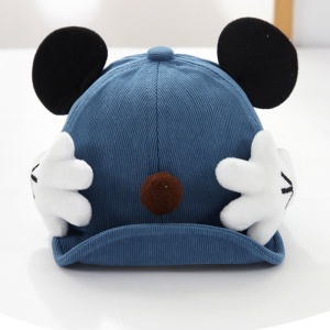 Sapca pentru copii, accesorizata cu elemente haioase, cozoroc curbat, model vesel, tematica little mouse, 3 luni – 3 ani, albastra - Img 3