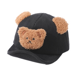 Sapca pentru copii, model haios cu cozoroc si ursulet, tematica baseball bear, 0 – 1 ani, neagra