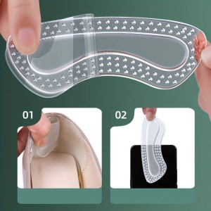 Set 4 branturi, pentru incaltari, protectie pentru calcai din silicon, ajustabil, marime universala, transparenti, alb - Img 6