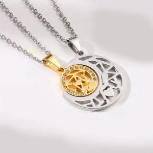 Set lant cuplu, soare si luna, inscriptie I love you, unisex - Img 3