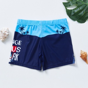 Set pantaloni de baie pentru baieti cu casca asortata, M2, tematica happy summer vibe, model rechin fashion hipster periculos, albastru - Img 3