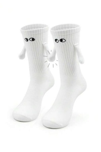 Soseste unisex, model haios accesorizat cu manute cu magnet, tematica let’s be friend, marime 38 – 42, albe
