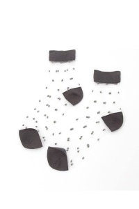 Sosete dama, transparente, delicate, calcai si varf intarit, cu imprimeu, marime 36-42, gri