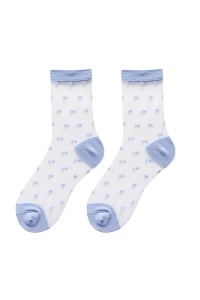 Sosete dama, transparente, delicate, calcai si varf intarit, cu imprimeu, marime 36-42, albastre