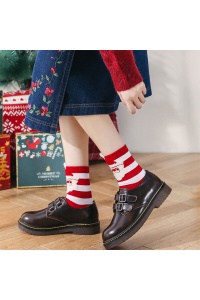Sosete unisex, calduroase, moi si fine, cu imprimeu tematica de Craciun, M3, marime 36-42, albe si rosii cu Mos Craciun - Img 2