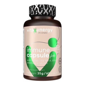 VITAXYNERGY Immune Capsule Forte - 30 Capsule Vegetale pentru Sustinerea Sistemului Imunitar si Circulator, Aprobat de Ministerul Sanatatii, Certificat FDA, GMP, Halal