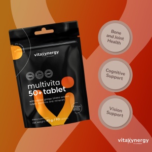 VITAXYNERGY Multivita 50+ cu 90 Tablete Multivitamine pentru Adulti 50+ Energie, Sanatate Osoasa, Imunitate si Functie Cognitiva Aprobat de Ministerul Sanatatii Certificat FDA, GMP, Halal - Img 3
