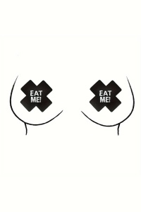 Accesorii autoadezive pentru sani, set 2 piese, model opac, tematica sexy eat me, negru intens - Img 3