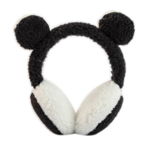 Acoperitori pentru urechi, protectie impotriva frigului, model casti dama pufoase cu urechiuse de ursulet, tematica funny winter, marime universala, negre