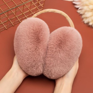 Acoperitori pentru urechi, protectie impotriva frigului, model casti care se poarta pe spatele capului, tematica fluffy and warm, unisex, marime universala, roz inchis - Img 4