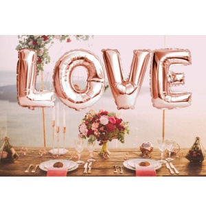 Balon iubire, decor „Love“, 101 cm, roz - Img 2