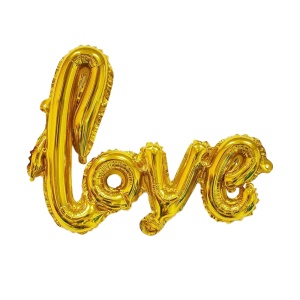 Balon iubire, decor „Love“, 54 cm, auriu
