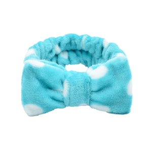 Bentita cosmetica machiaj, elastica, model cu buline albe, turcoaz, marime standard