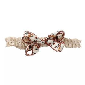 Bentita elastica pentru copii, model crosetat, accesoriu funda delicata, 0-12 luni, crem