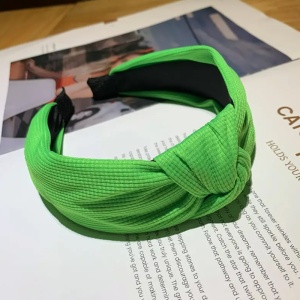 Bentita pentru par cu nod, model elegant happy, cu culori vibrante, marime universala, verde - Img 3