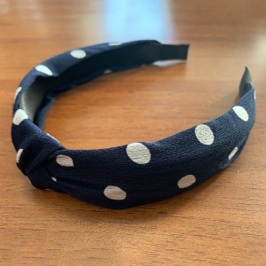 Bentita pentru par, model nod de cravata, negru cu buline albe, marime standard - Img 4