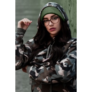 Bentita sport de protectie impotriva frigului si a vantului, model cu acoperitori pentru urechi, usor elastica, tematica fitness is my passion, marime universala, unisex, verde deschis - Img 2