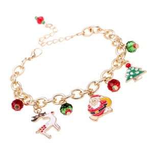 Bratara dama Craciun, aurie, cu accesorii multicolore Craciun, reglabila - Img 4