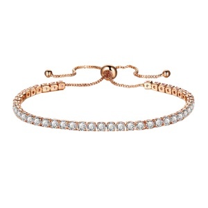 Bratara dama cu cristale si pietre semipretioase, zirconiu, tip tenis, rose gold, reglabila