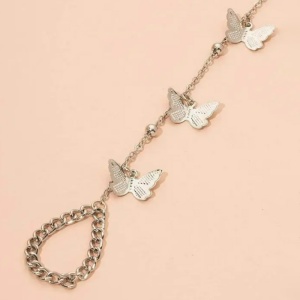 Bratara dama, cu prelungire pe deget tip inel, model elegant gheisa, reglabila, cu accesorii fluturasi, tematica I love to be special, aurie - Img 3