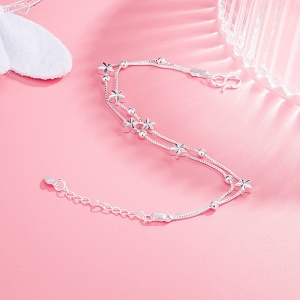 Bratara dama, model cu pandantive multiple tip fluturasi, accesorizata cu bilute fashion, tematica summer love, reglabila, argintie - Img 4
