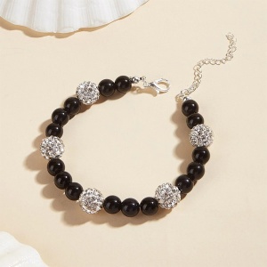 Bratara dama, model deosebit, accesorii multiple, reglabila, tematica eleganta, neagra - Img 2