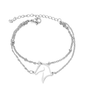 Bratara dama, model dublat cu accesorii bilute, tematica horse life, pandantiv calut majestic, reglabila, argintie