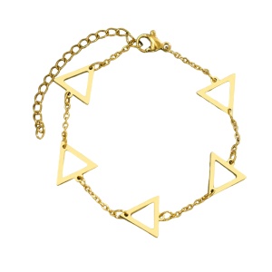 Bratara dama, model elegant geometric, pandantive triunghiuri, reglabila, aurie