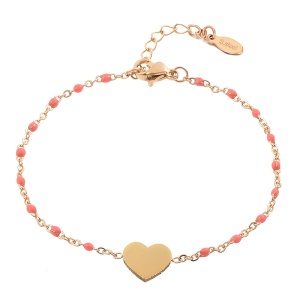 Bratara dama, model fashion delicat cu inimioara, tematica my heart is yours, reglabila, roz