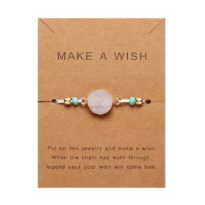 Bratara dama, sfoara, reglabila, model make a wish, accesoriu rotund, alba