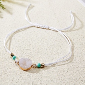 Bratara dama, sfoara, reglabila, model make a wish, accesoriu rotund, alba - Img 3