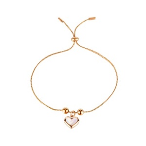 Bratara dama, tip tenis, pandantiv inimioara, accesorii bilute, aurie, reglabila