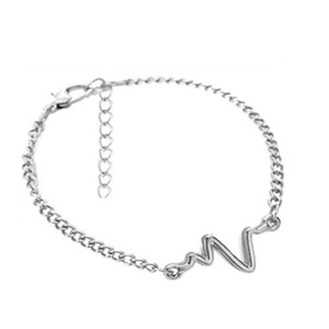 Bratara, model heartbeat, argintie, dimensiune reglabila, unisex