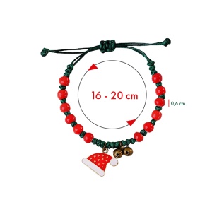 Bratara reglabila, tematica de Craciun, model accesorizat cu caciulita de spiridus, tematica happy winter, unisex, rosu - Img 4