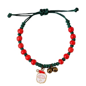 Bratara reglabila, tematica de Craciun, model accesorizat cu Mos Craciun, tematica happy winter, unisex, rosu cu alb