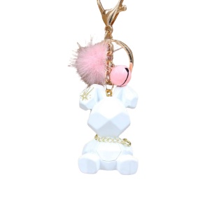Breloc, model cu iepuras fashion, accesorii cute si zgomotoase, prindere sigura cu inel si carlig, tematica happy life rabbit, unisex, alb