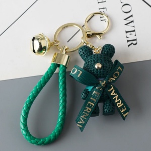 Breloc, model cu ursulet, imitatie de tesatura, accesorii asortate, prindere cu inel si carlig, tematica lovely bear, unisex, verde - Img 4