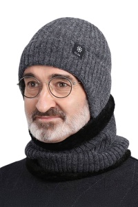 Caciula barbati, calduroasa, model cu acoperitori pentru urechi, tematica confort si siguranta, marime universala, gri