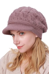 Caciula dama, circumferinta elastica, model cu cozoroc curbat pentru protectie vant si ninsoare, tematica elegant style, marime universala, mov deschis