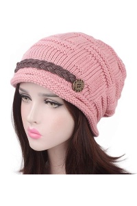 Caciula dama, model accesorizat cu detaliu impletit, tematica city style, marime universala, roz - Img 4