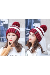 Caciula dama, model calduros cu pom pom, tematica cozy lady, marime universala, rosie - Img 3