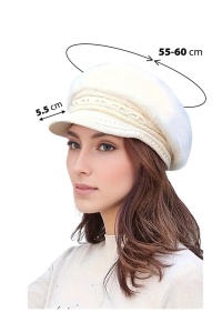 Caciula dama, model cu cozoroc si accesorii delicate, tip bereta calduroasa, tematica fashion winter, marime universala, bej - Img 4