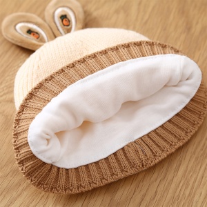 Caciula pentru copii, accesorizata cu urechiuse de iepuras, model minimalist, captuseala delicata, tematica little rabbit, 1 - 3 ani, bej - Img 4