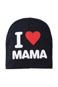 Caciula pentru copii, model “I love mama”, calduroasa si cool, neagra, marime universala